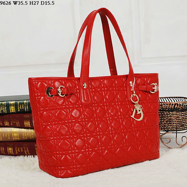 dior soft tote purse lambskin leather 9626 red